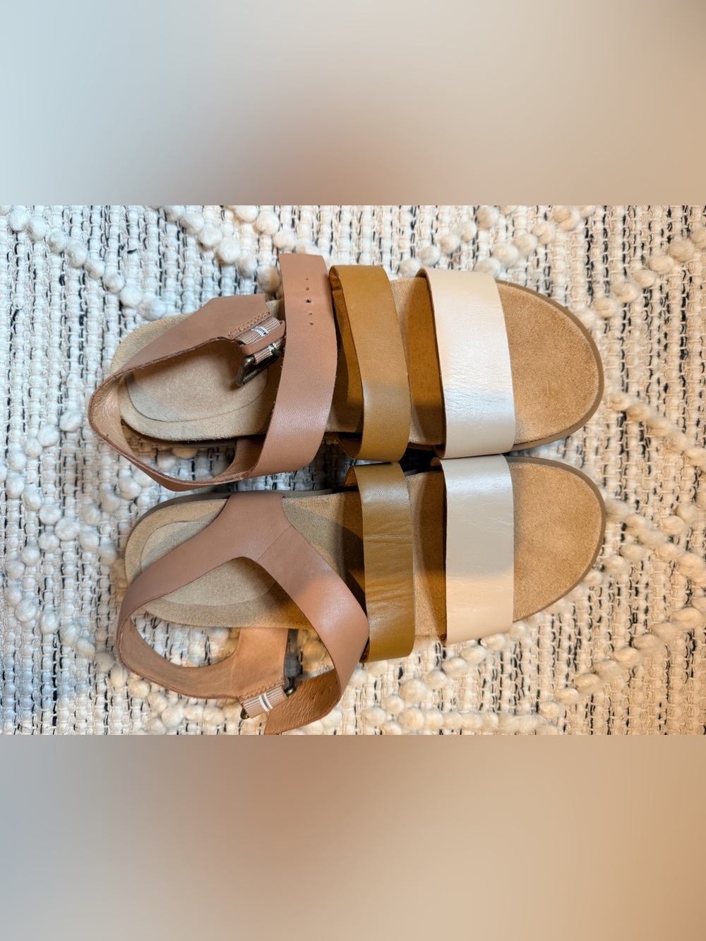 Madewell Three-Tone Multi-Strap Leather Sandals